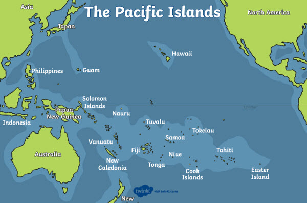 خريطة أشهر جزر المحيط الهادئ