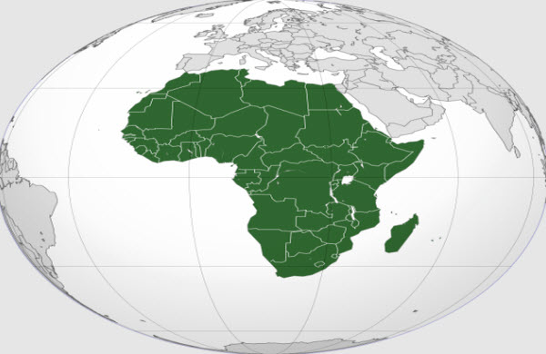 أفريقيا على الكرة الأرضية