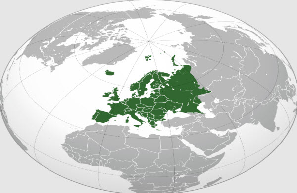 أوروبا على الكرة الأرضية