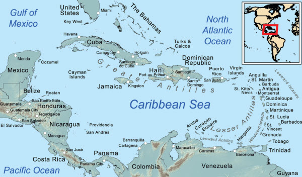 خريطة البحر الكاريبي