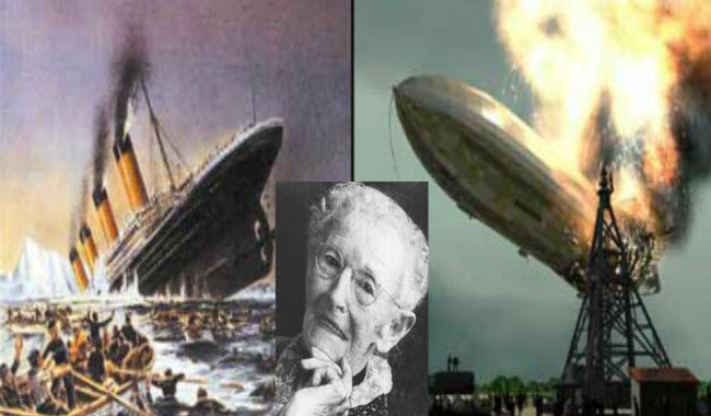 هل نجت السيدة أنا ماي ديكنسون من غرق تيتانيك و إنفجار منطاد هيدنبرج و أحداث هجمات 11 سبتمبر ؟