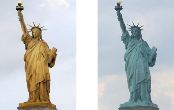 لون تمثال الحرية قديما و حديثا