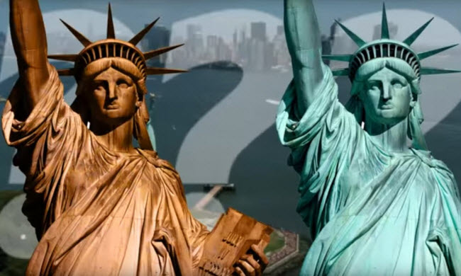 هل تغير لون تمثال الحرية الأن عن ما كان قديما ؟