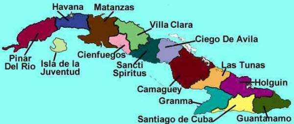 خريطة مقاطعات كوبا