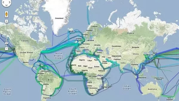 خريطة الكابلات البحرية فى العالم