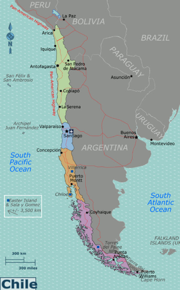 خريطة مقاطعات تشيلي