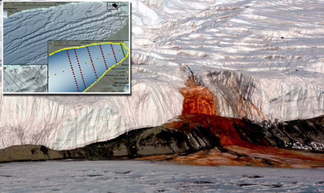 شلالات الدم .. نهر جليدي أحمر يتدفق من وسط جليد القارة القطبية الجنوبية الأبيض