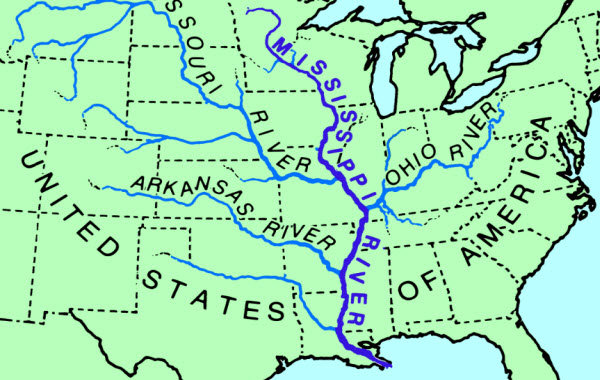 خريطة نهر المسيسيبي