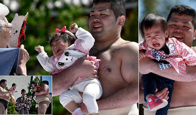 مهرجان ناكيزومو الباكي للأطفال .. مسابقة سنوية يتم إجبار الأطفال فيها علي البكاء للحصول علي حياة صحية مديدة